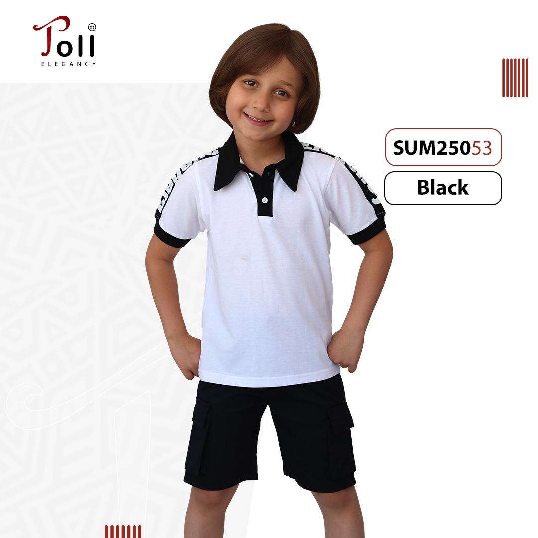Boys’ Gabardine Shorts & Printed Polo T-Shirt