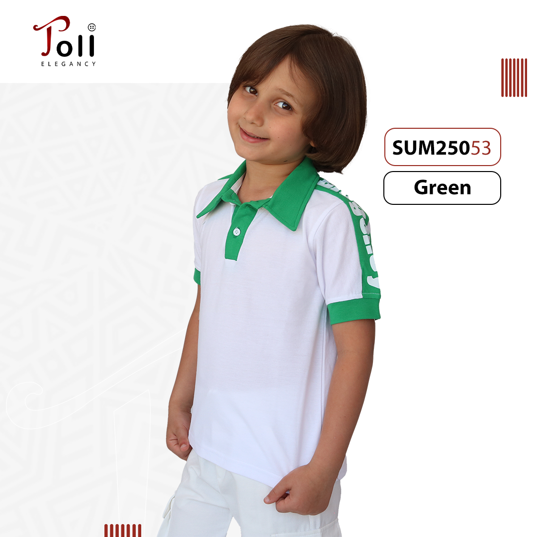 Boys Cotton Polo T-Shirt – Solid & Colorblock Designs – 1 Piece