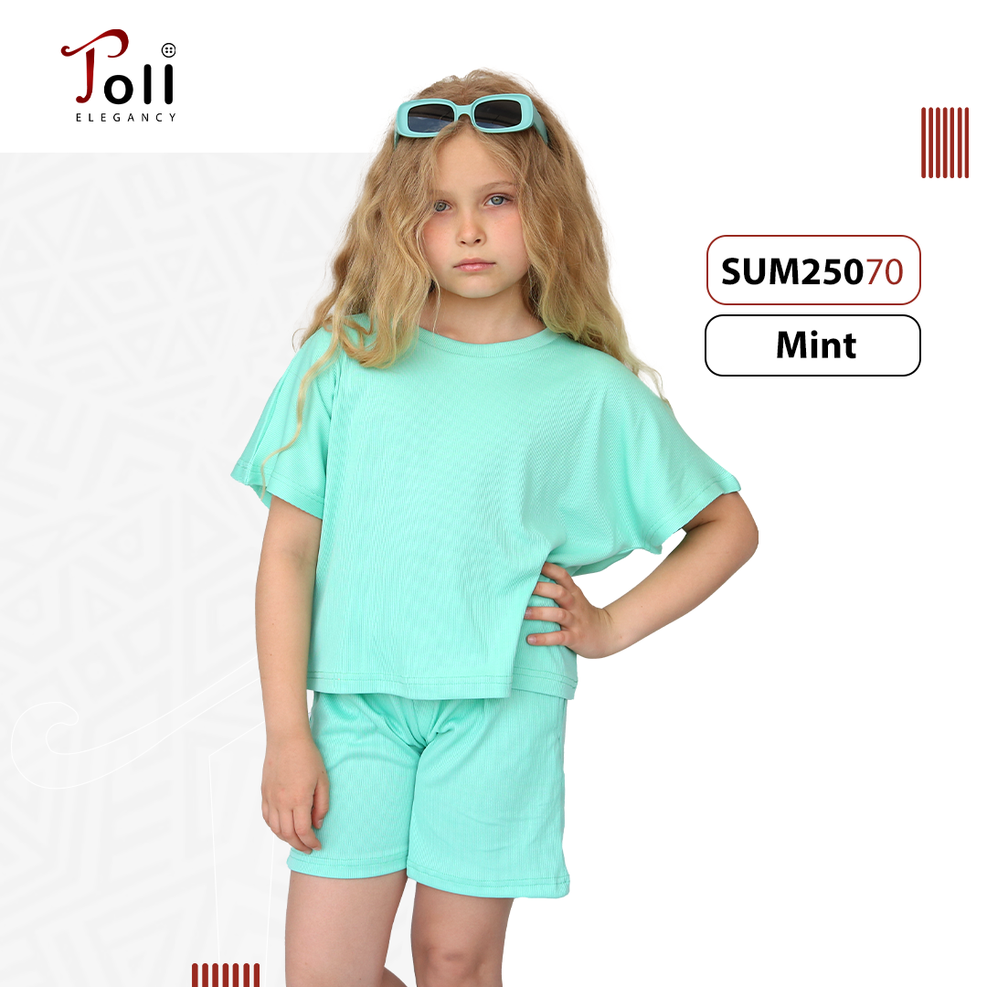 Cotton Ribbed suit for girls 2 pieces