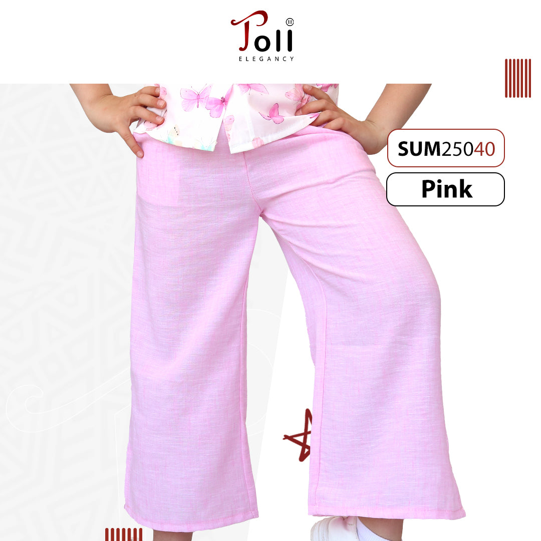 Linen Wide-Leg Girls’ Pants – 1 Piece