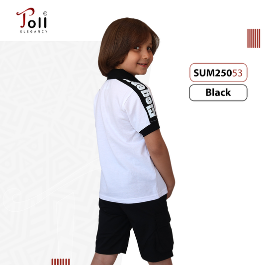 Boys’ Gabardine Shorts & Printed Polo T-Shirt