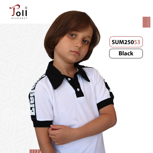 Boys’ Gabardine Shorts & Printed Polo T-Shirt