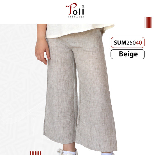 Linen Wide-Leg Girls’ Pants – 1 Piece